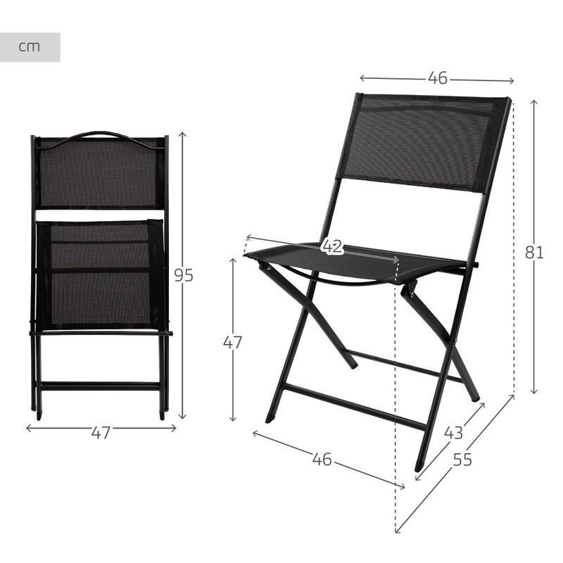 Cadeira dobrável de jardim de tecido reforçado preto Aktive