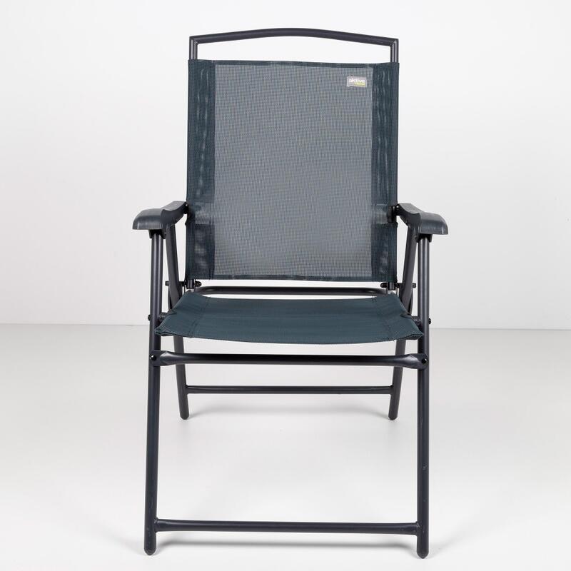 Cadeira dobrável de jardim em tecido reforçado antracite c/braços Aktive