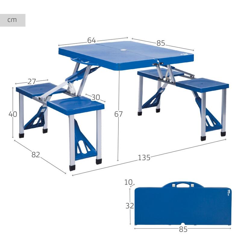 AKTIVE - Ensemble Table et Chaise. Table Pliante avec 4 Tabourets 85x64x67 cm