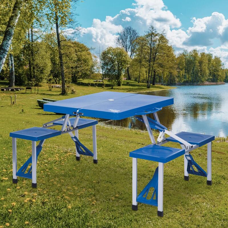 Mesa plegable con 4 taburetes Aktive Camping - 85x64x67 cm