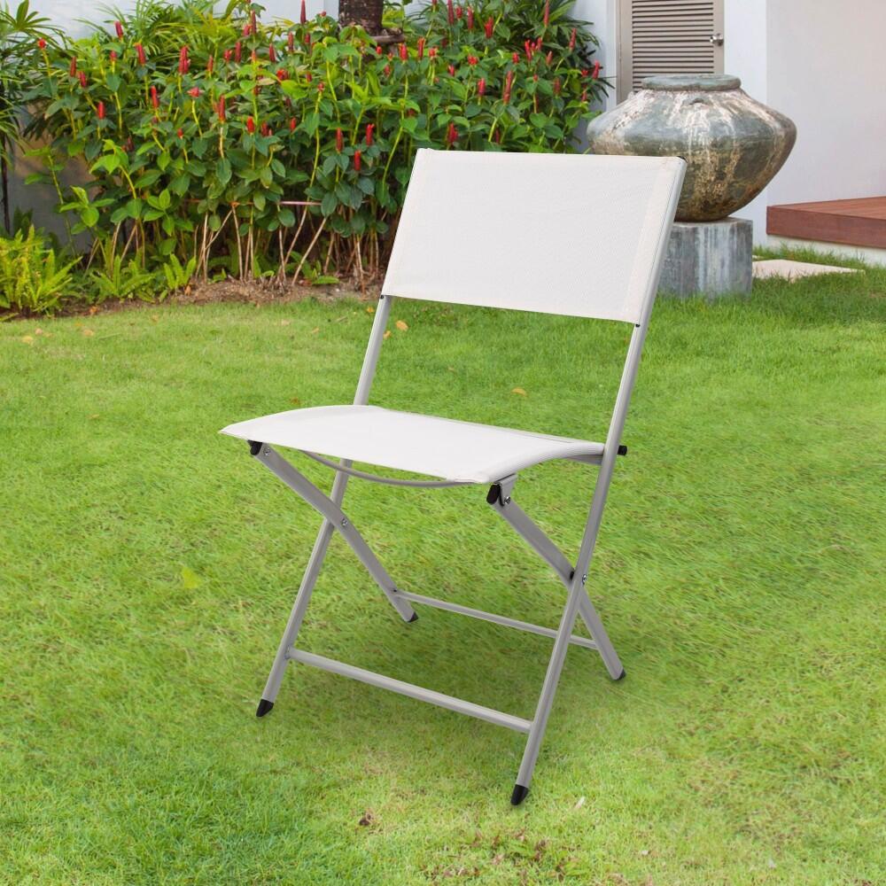Sedia da giardino pieghevole in tessuto rinforzato bianco Aktive 2/7