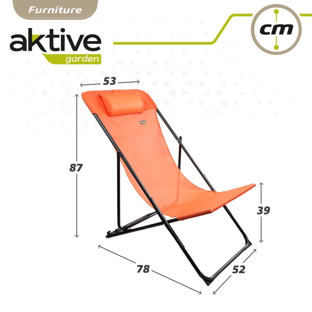 Amaca da giardino pieghevole multiposizione arancione con cuscino Aktive 4/7