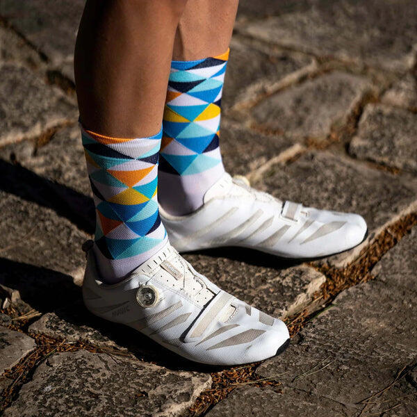 Coll De Rates Blue Adult Unisex Cycling Socks - White/Blue/Multi