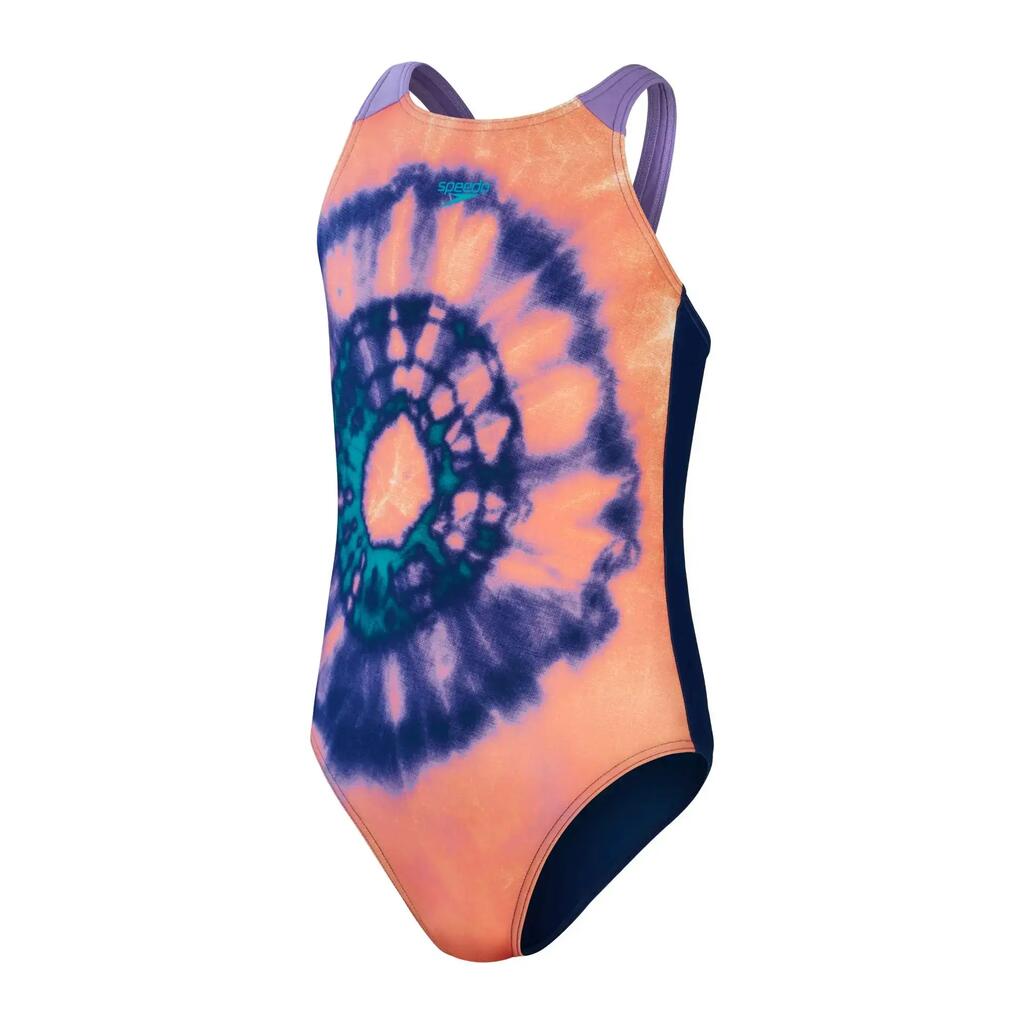 SPEEDO Girls' Printed Pulseback Swimsuit – Tie-Dye Soft Coral, 15–16 yrs