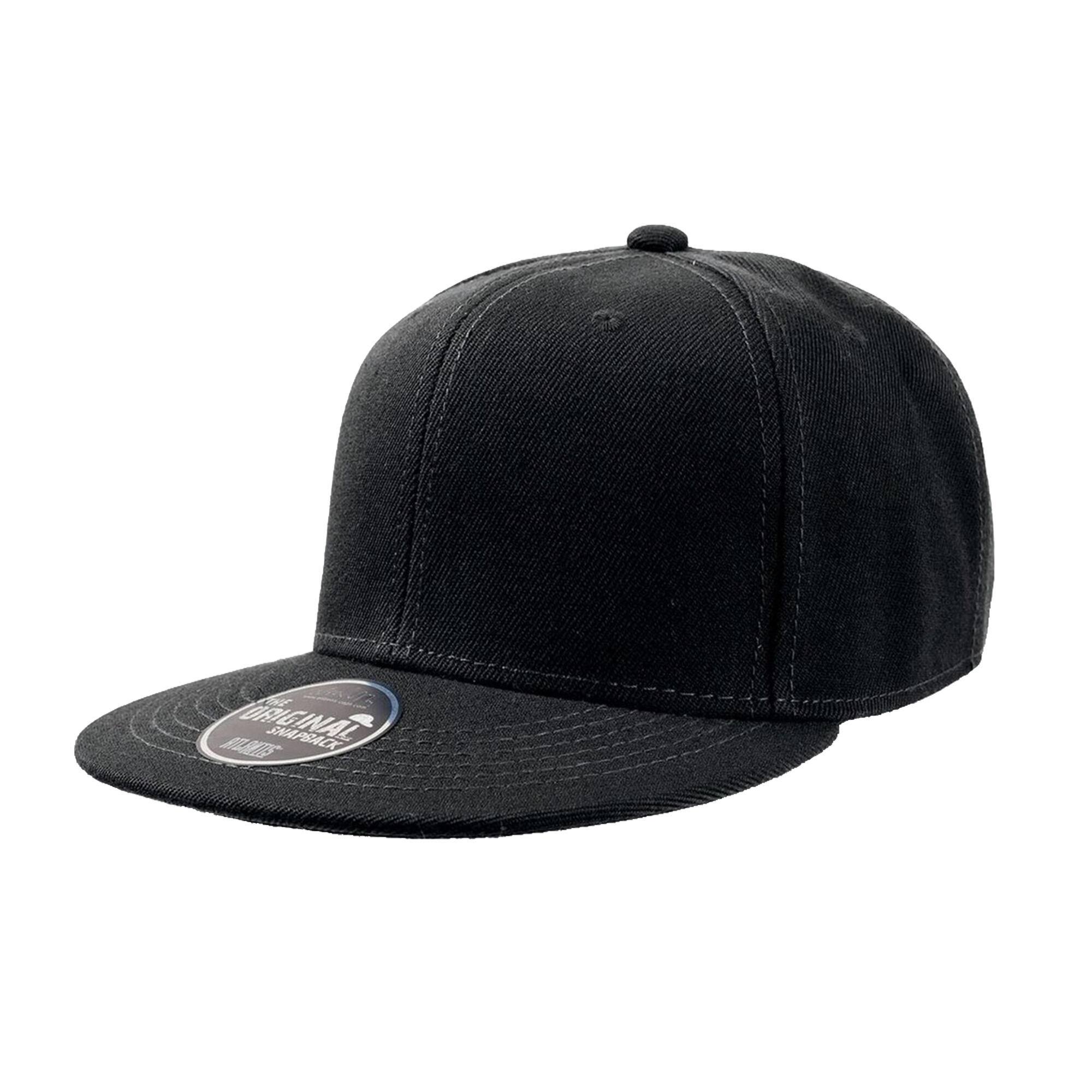 ATLANTIS Children/Kids Flat Visor 6 Panel Snap Back Cap (Pack of 2) (Black)