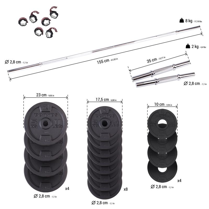 Kit 50 kg haltères et barres de musculation - EXCELLENT 3