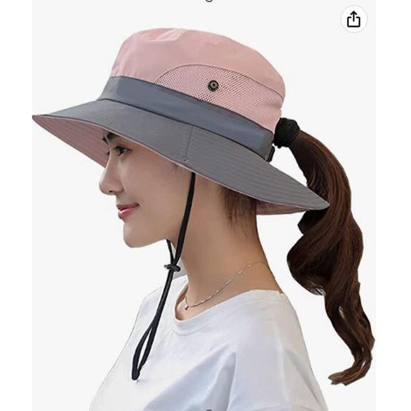 Women Wide Brim Versatile Anti UV Hiking Hat - Pink