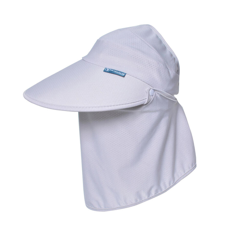 Women Visor Wide Brim Sun Protection Outdoor Hat Light Grey Decathlon