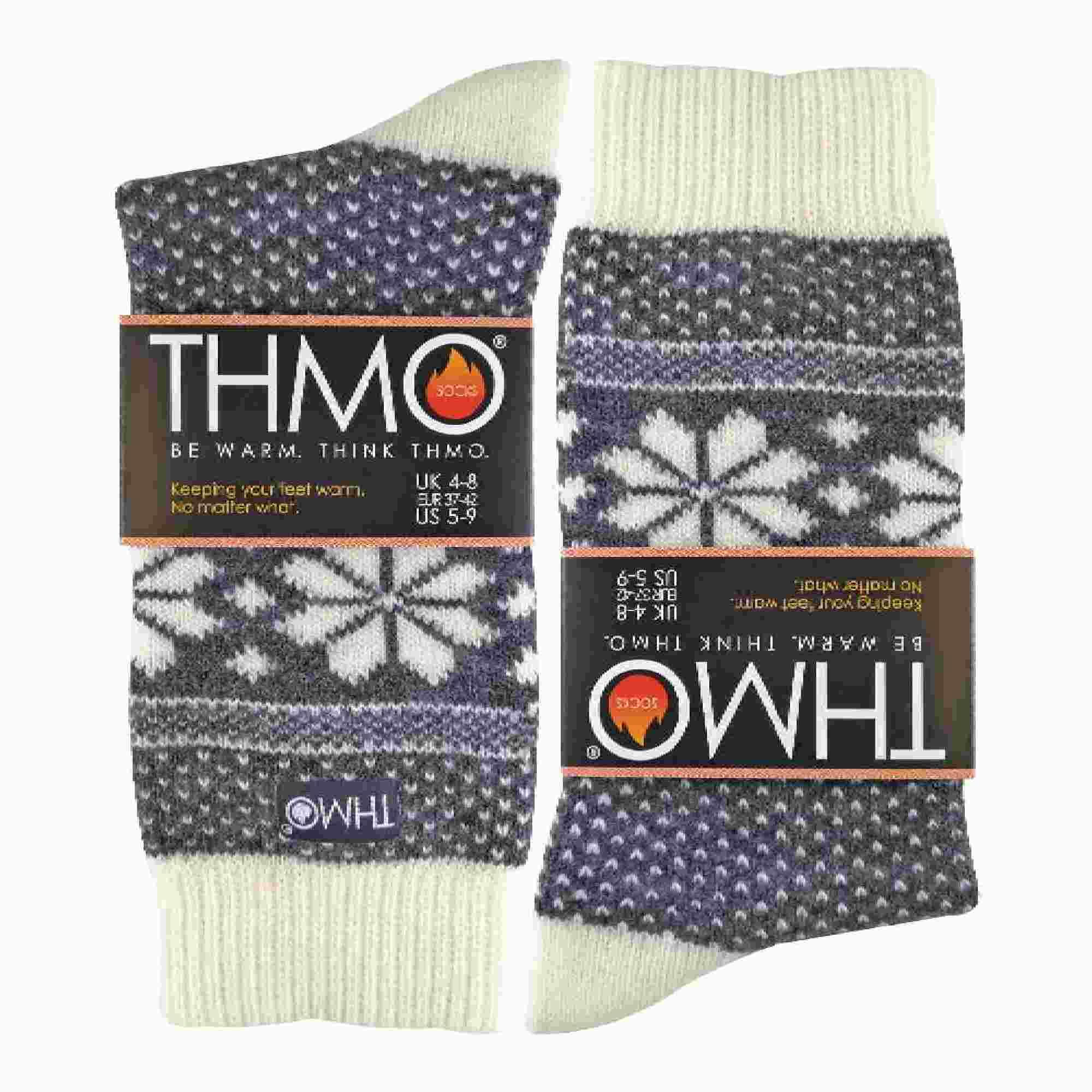 THMO - Femme Polaire Epaisse Vintage Fantaisie Chaussettes en Laine pour Hiver 2/7
