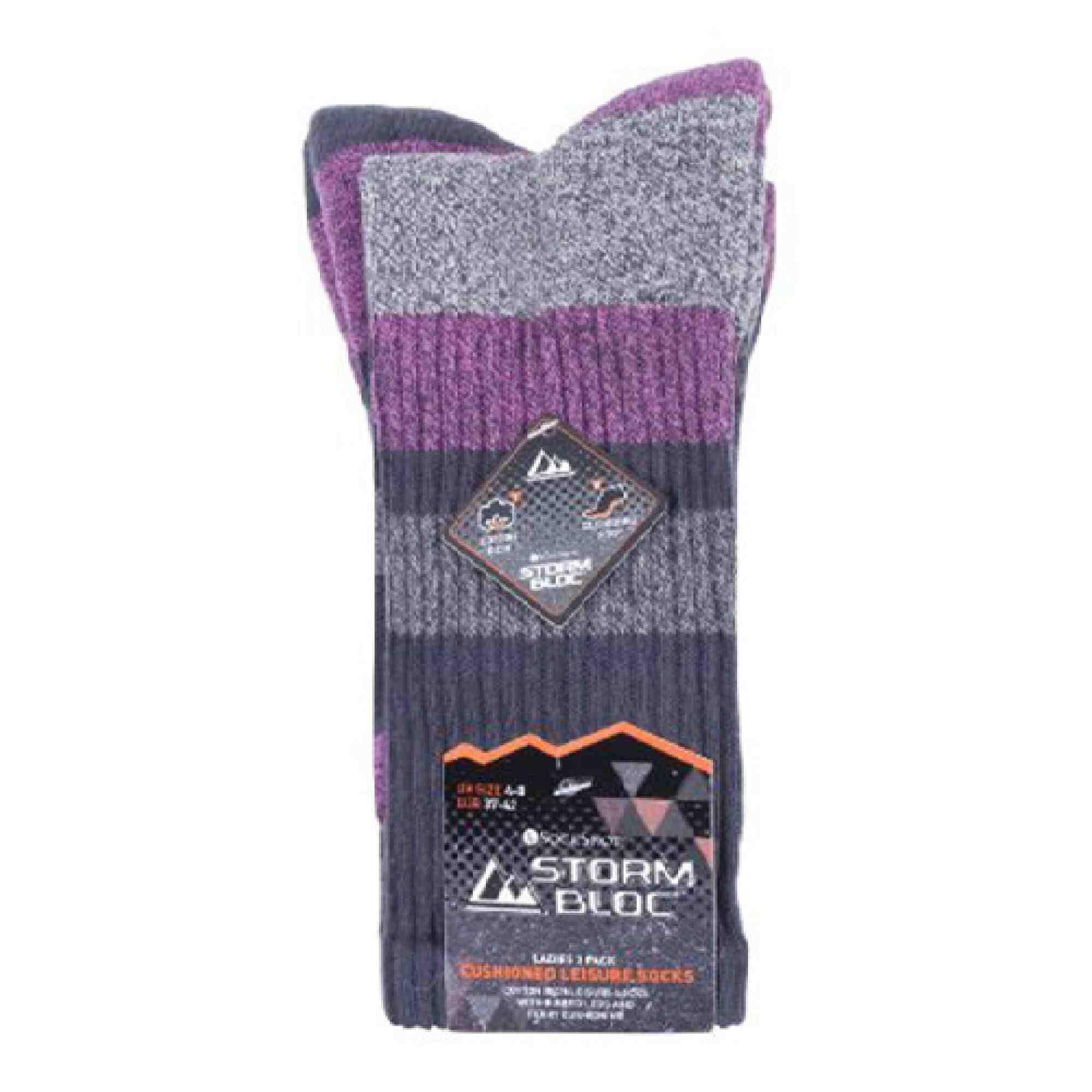 3 Pack Ladies Anti Blister Cotton Hiking Socks with Padded Sole 2/6