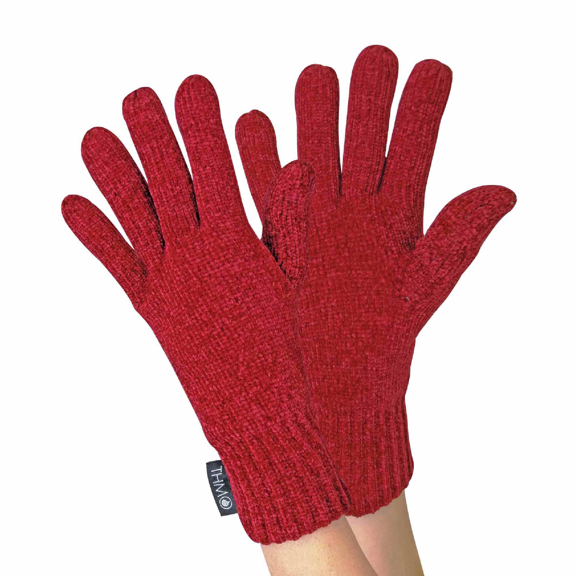Ladies Thinsulate Soft Chenille Thermal Ribbed Beanie Hat & Gloves Set 2/6