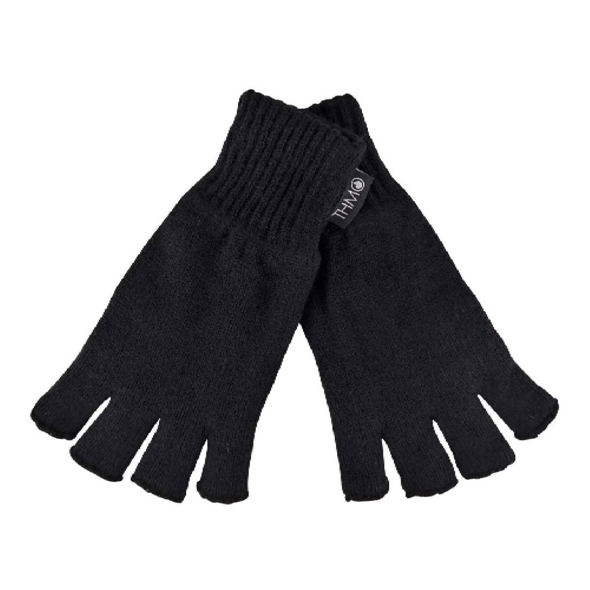 Mens Black 3M Thinsulate Insulation Lined Fingerless Gloves 2/5