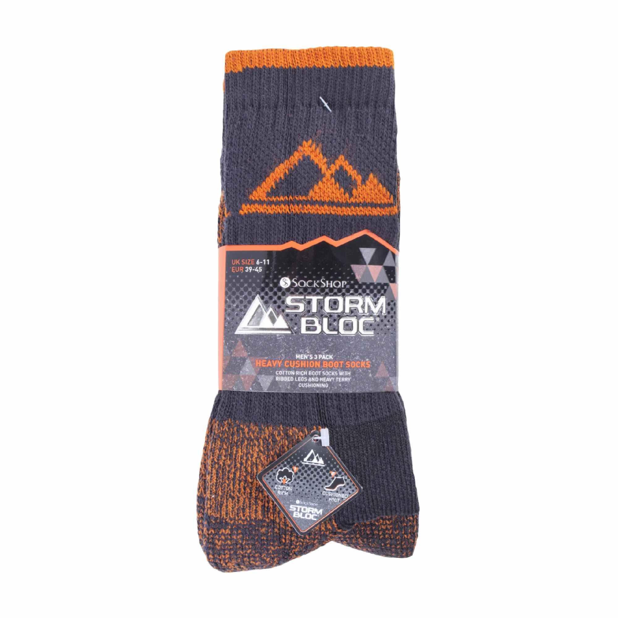 3 Pack Mens Heavy Cushioned Outdoor Cotton Hiking Socks 2/6