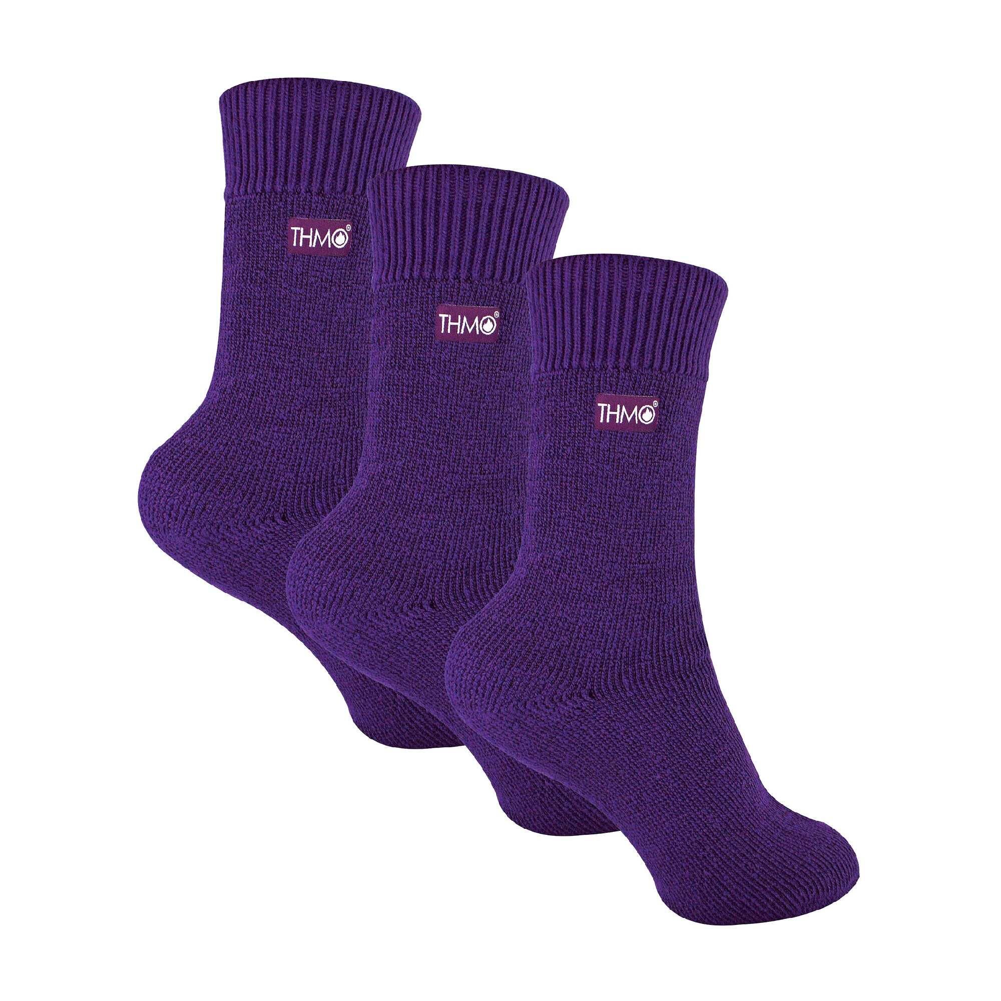 THMO 3 Pairs Kids Thermal Socks | Ribbed Soft Top Fleece Fluffy Inner Warm Socks