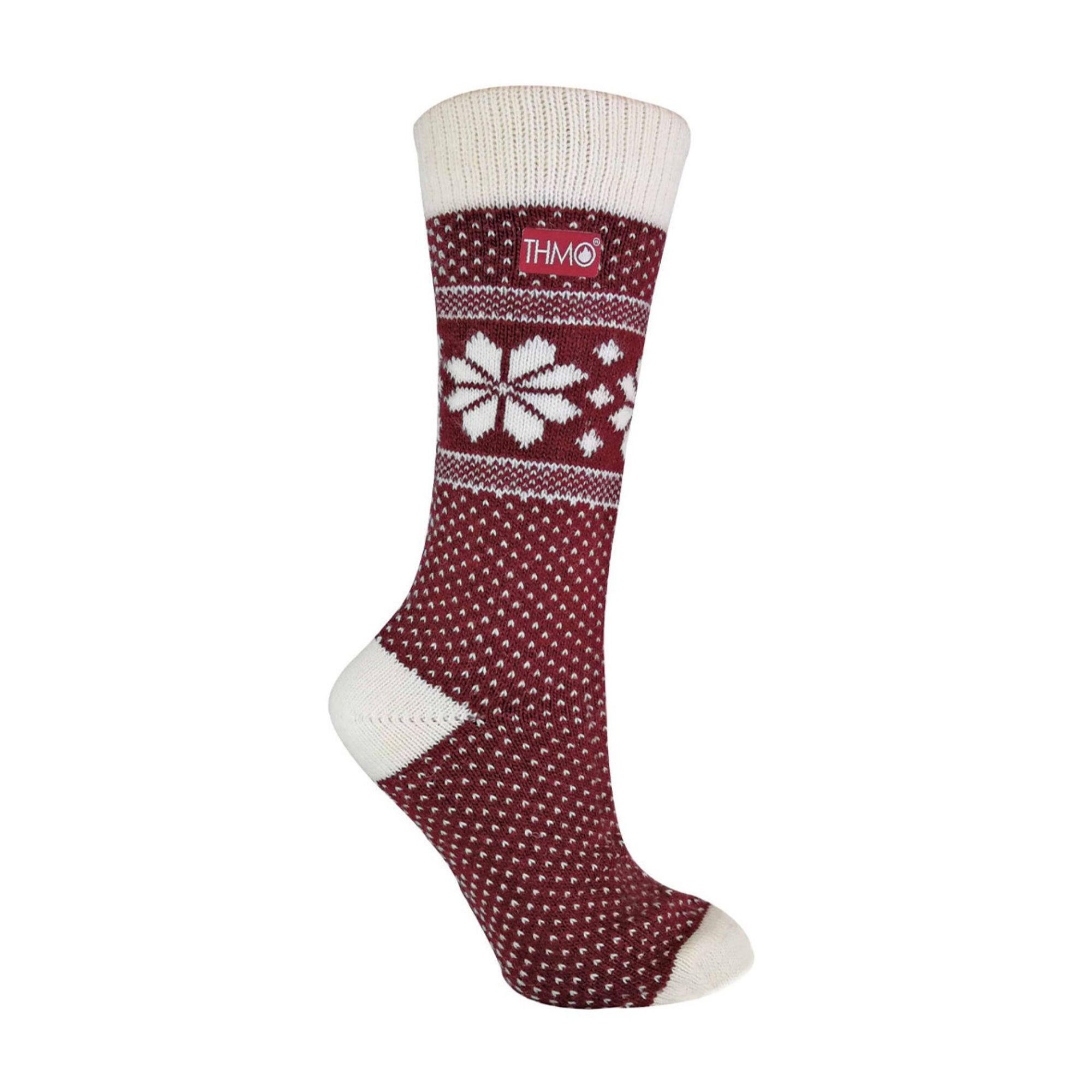 THMO 1 Pack Ladies Vintage Nordic Fairisle Winter Thermal Wool Blend Socks