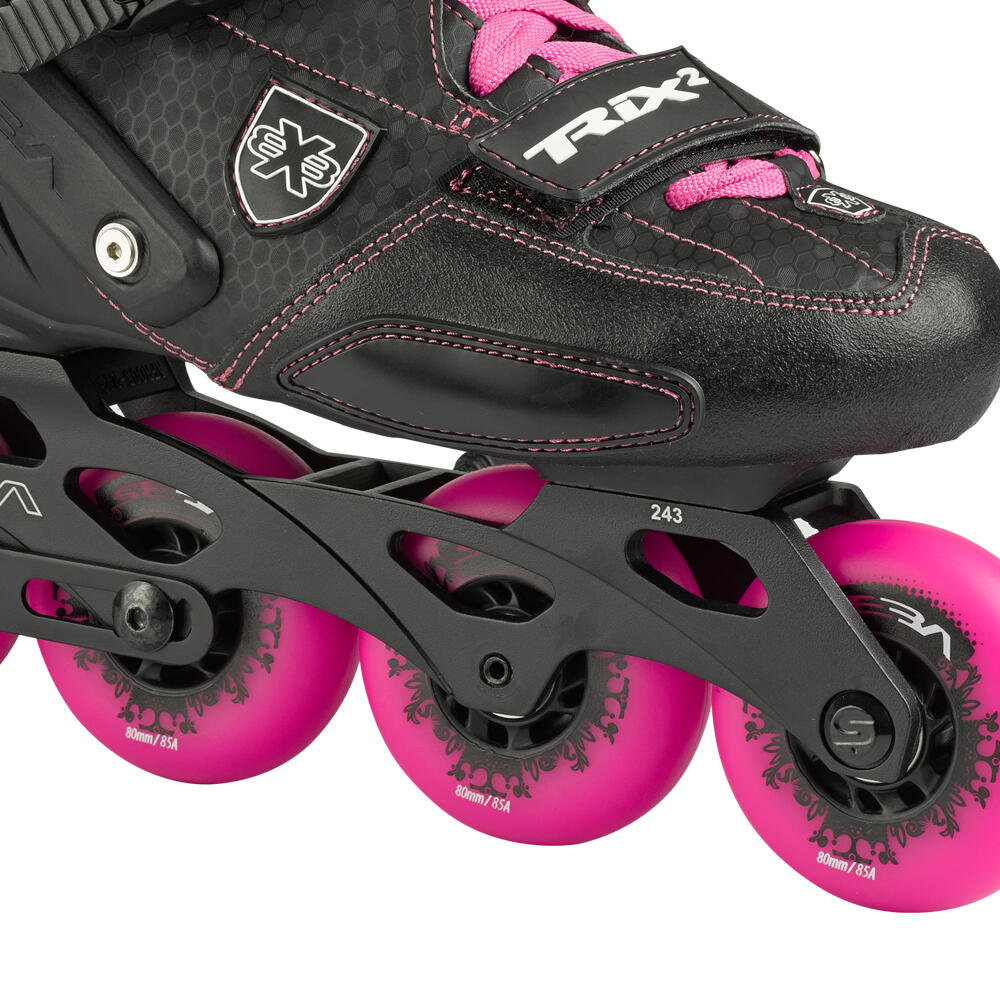 SEBA TRIX 2 80 - INLINE FREESTYLE, FITNESS & CITY SKATES - BLACK/PINK 4/6