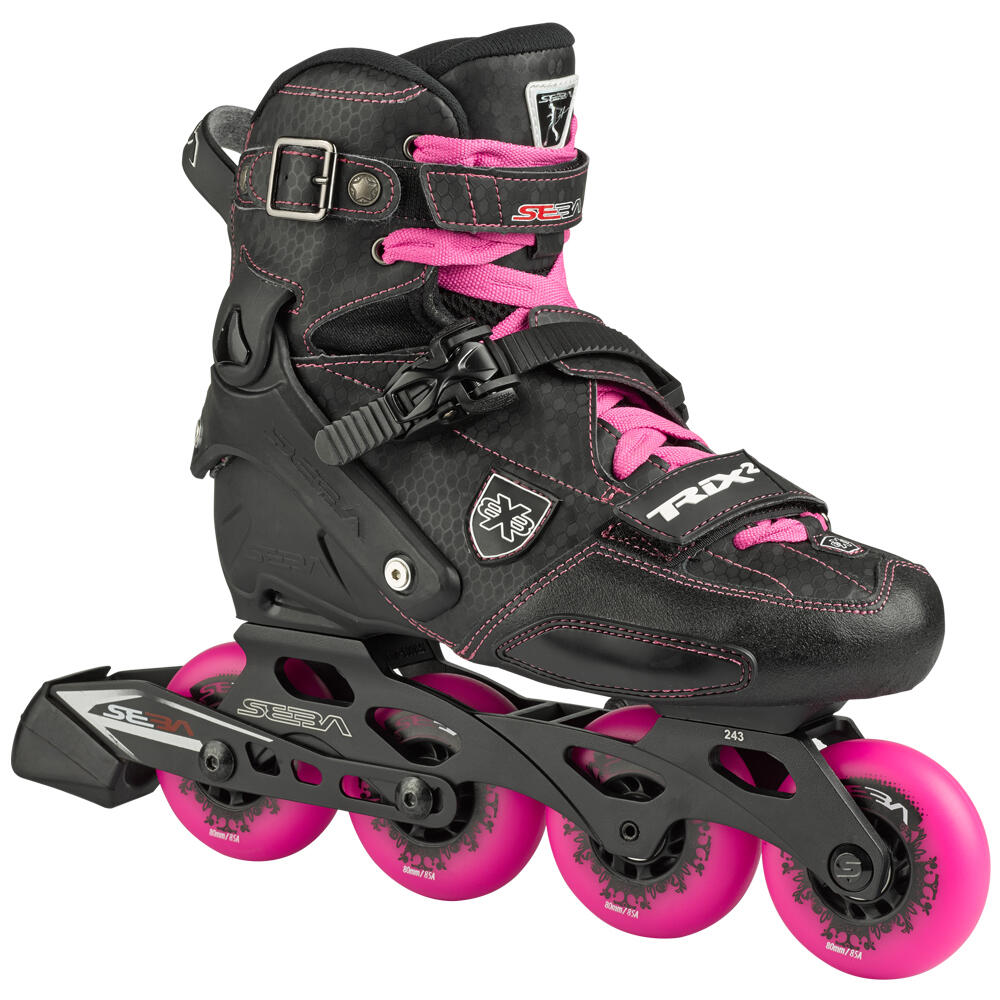 SEBA TRIX 2 80 - INLINE FREESTYLE, FITNESS & CITY SKATES - BLACK/PINK 1/6