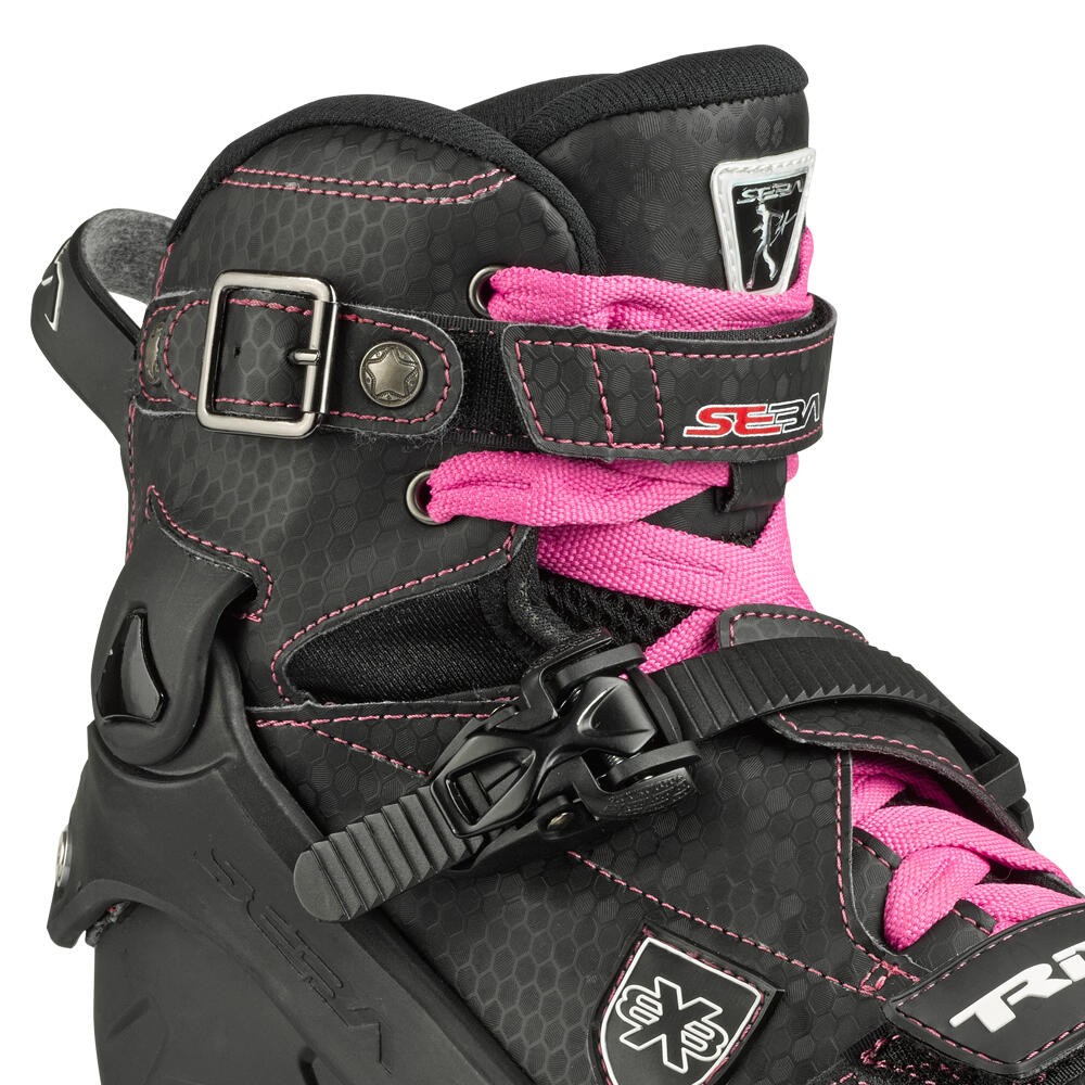 SEBA TRIX 2 80 - INLINE FREESTYLE, FITNESS & CITY SKATES - BLACK/PINK 3/6