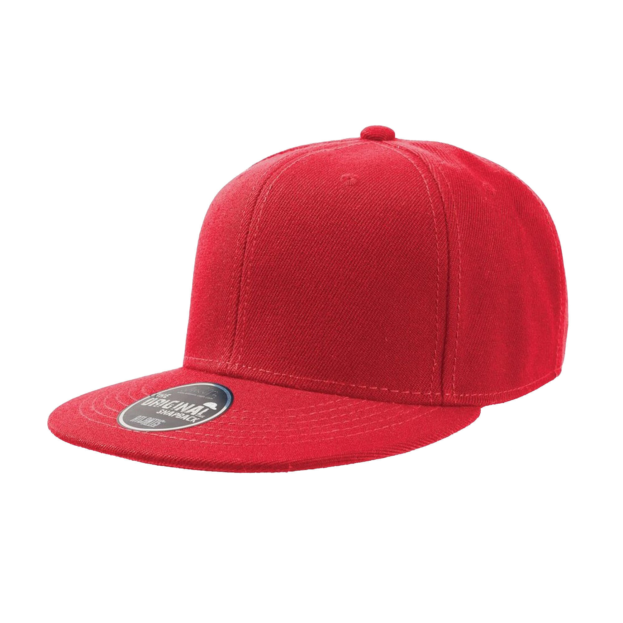 ATLANTIS Children/Kids Flat Visor 6 Panel Snap Back Cap (Pack of 2) (Red)