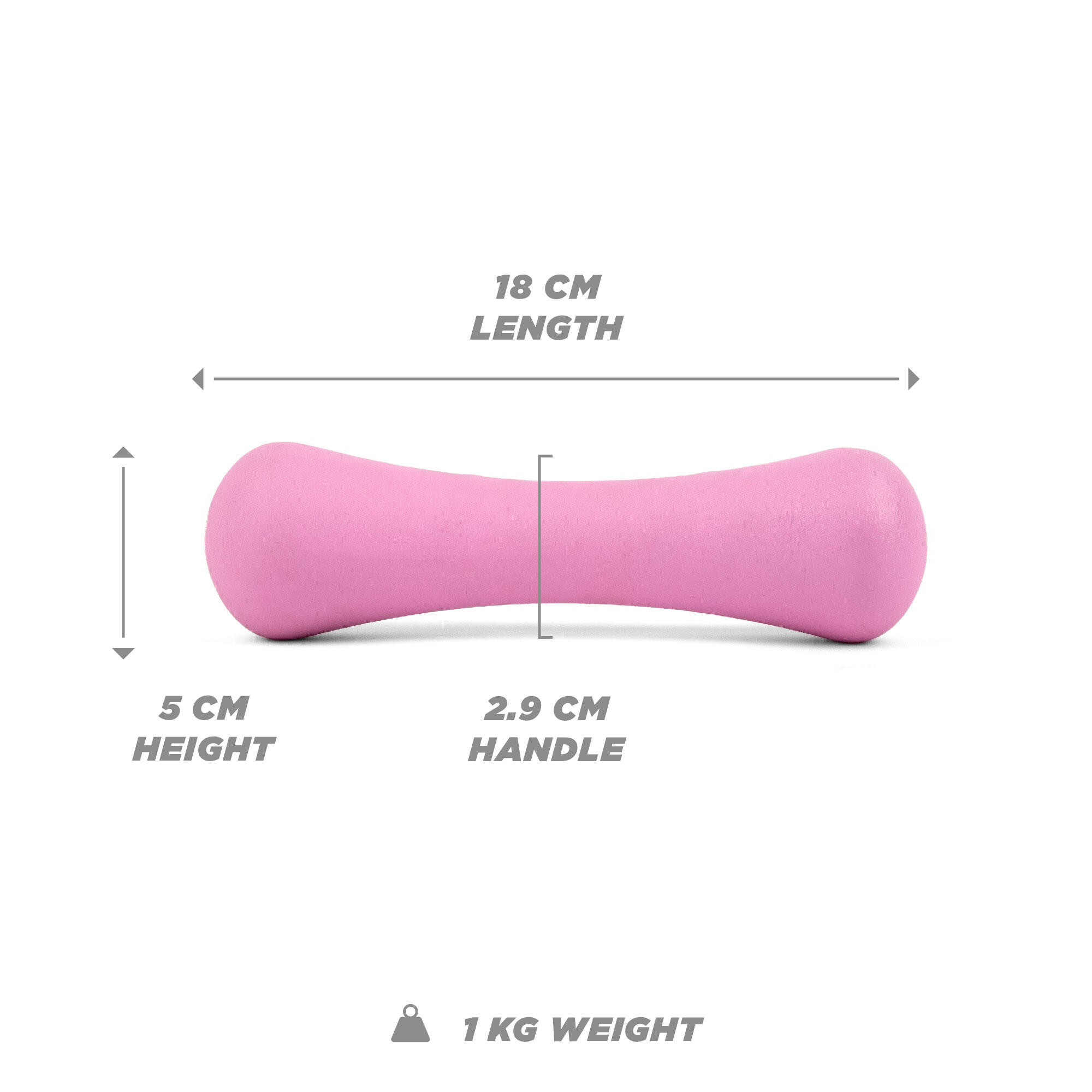 Neoprene Dumbbell Weight - 1KG PAIR - Pink 6/7