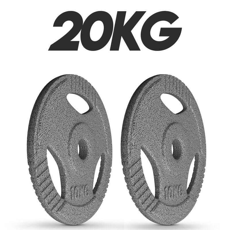 Set discuri fonta cu maner, 2 x 10kg, 30mm, Physionics
