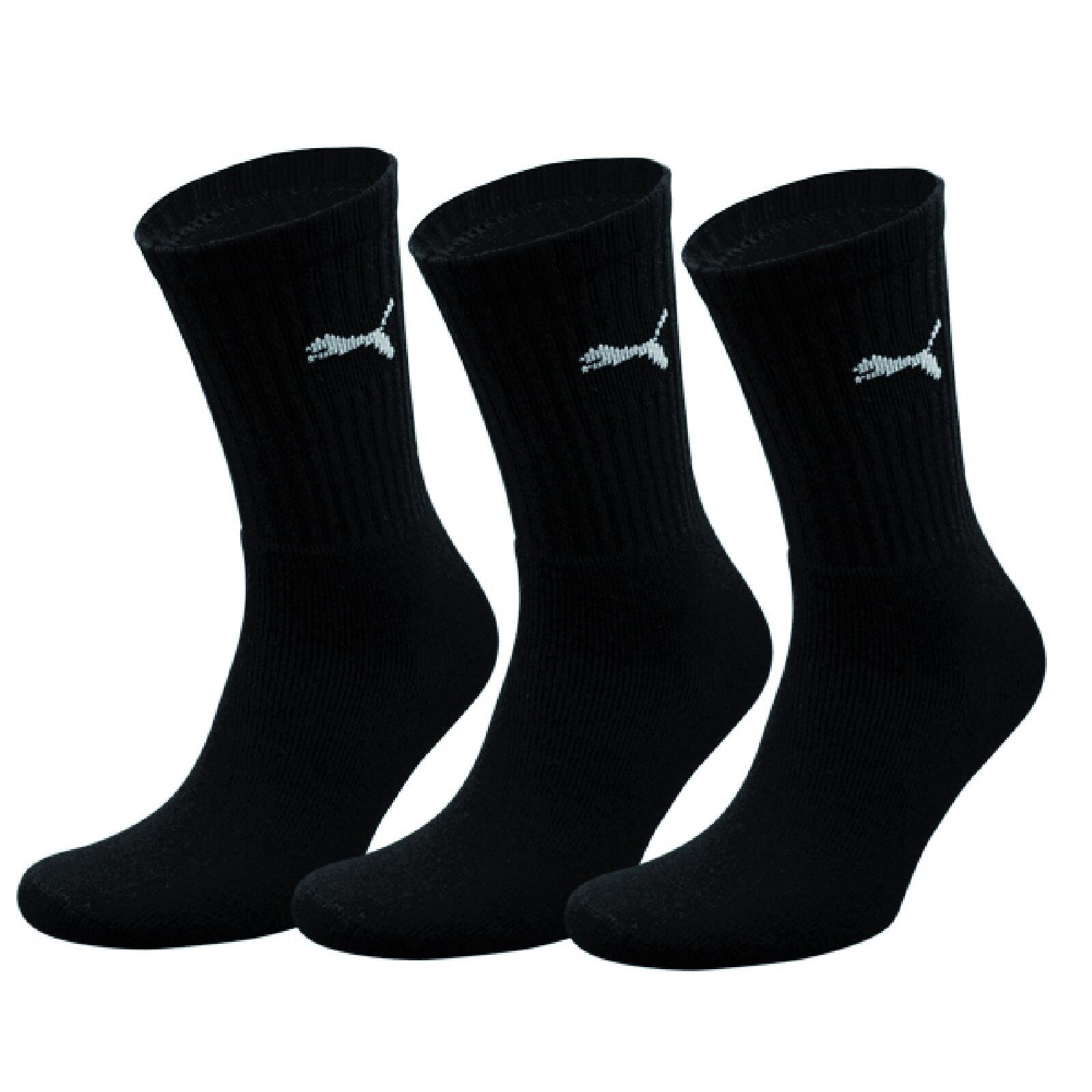 PUMA Crew Sport Socks 3 Pair Pack / Mens Socks (Black)