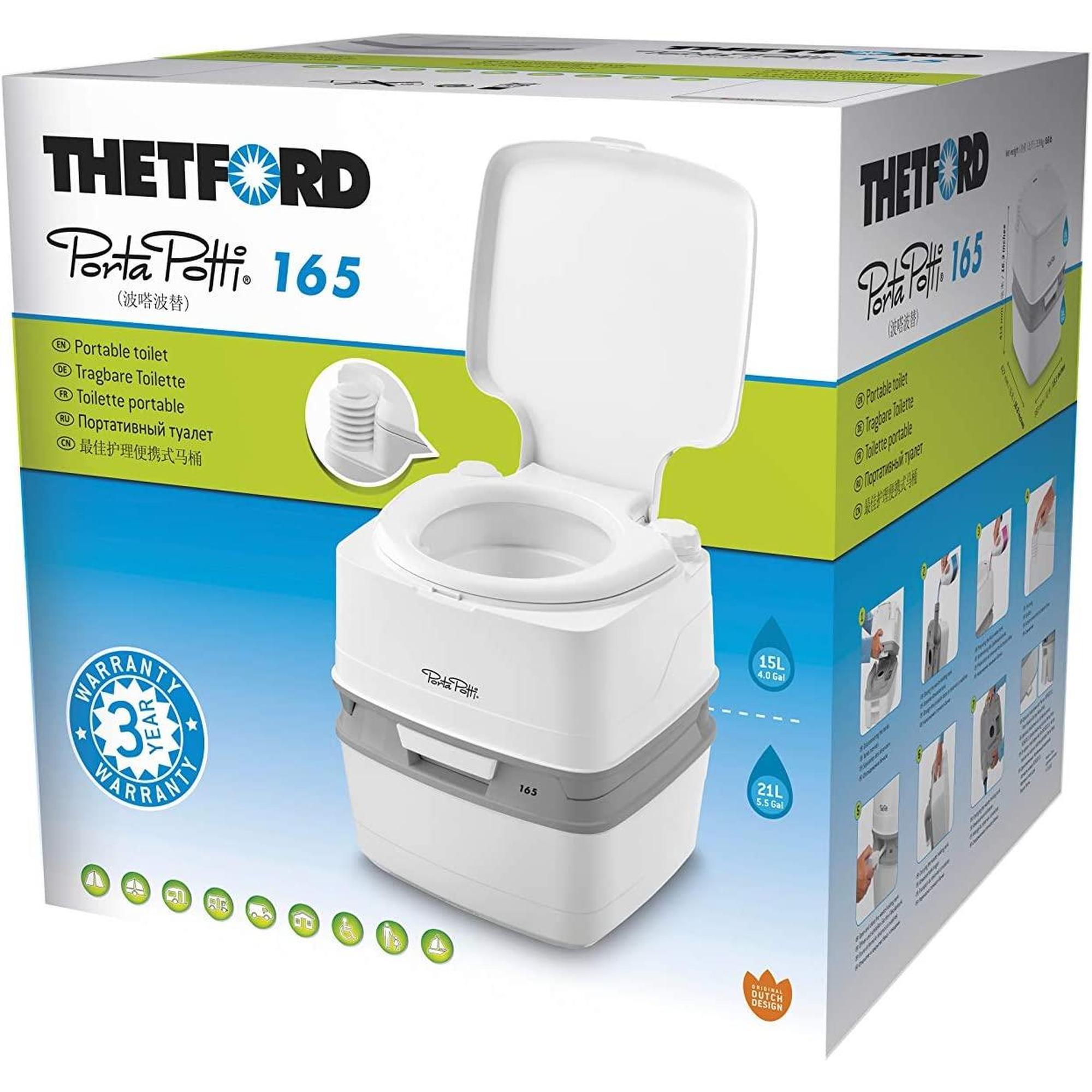 Thetford Porta Potti 165 Portable Flushing Toilet for Camping 2/8