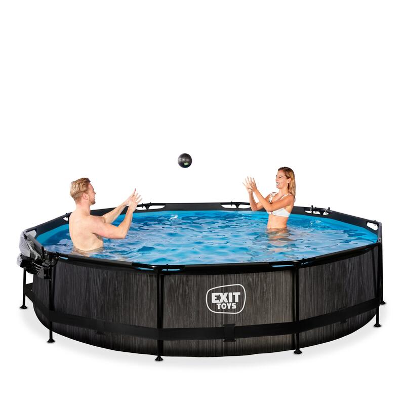 Piscine couverte Wood ø360x76cm avec pompe filtrante