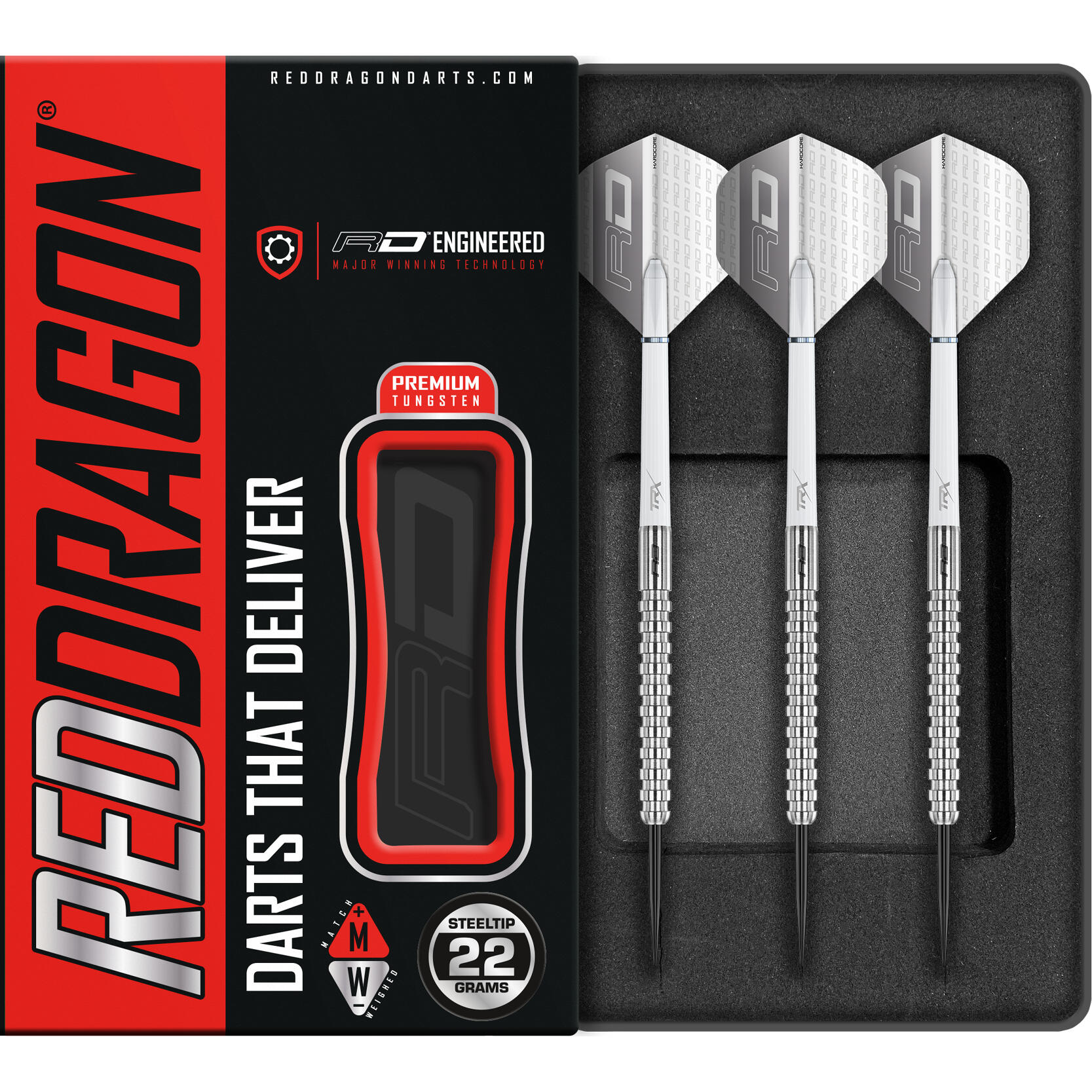 RED DRAGON DARTS Javelin: 22g - Tungsten Darts Set with Flights and Stems