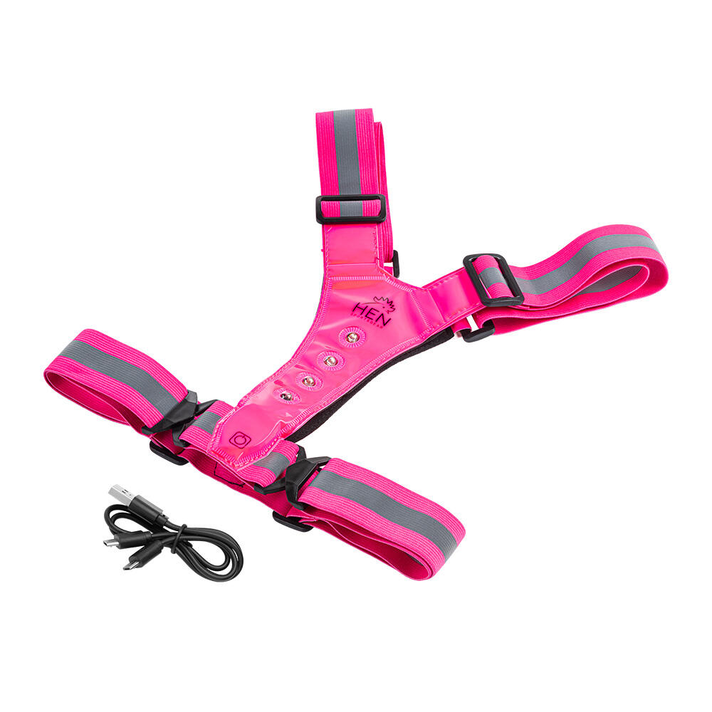 Chaleco reflectante rosa -  chaleco para correr con LED - recargable por USB-C 6/6