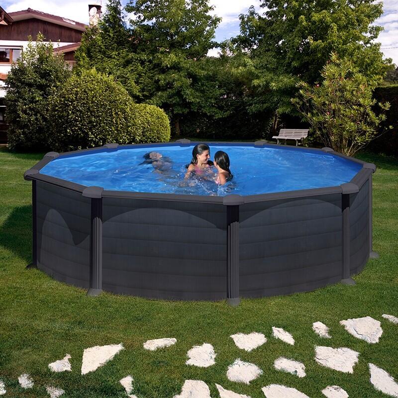 Gre - Piscine À Parois En Acier Couleur Graphite Granada 460 X 132 Cm Ronde - Piscine - Multicolore - Taille Unique - Decathlon