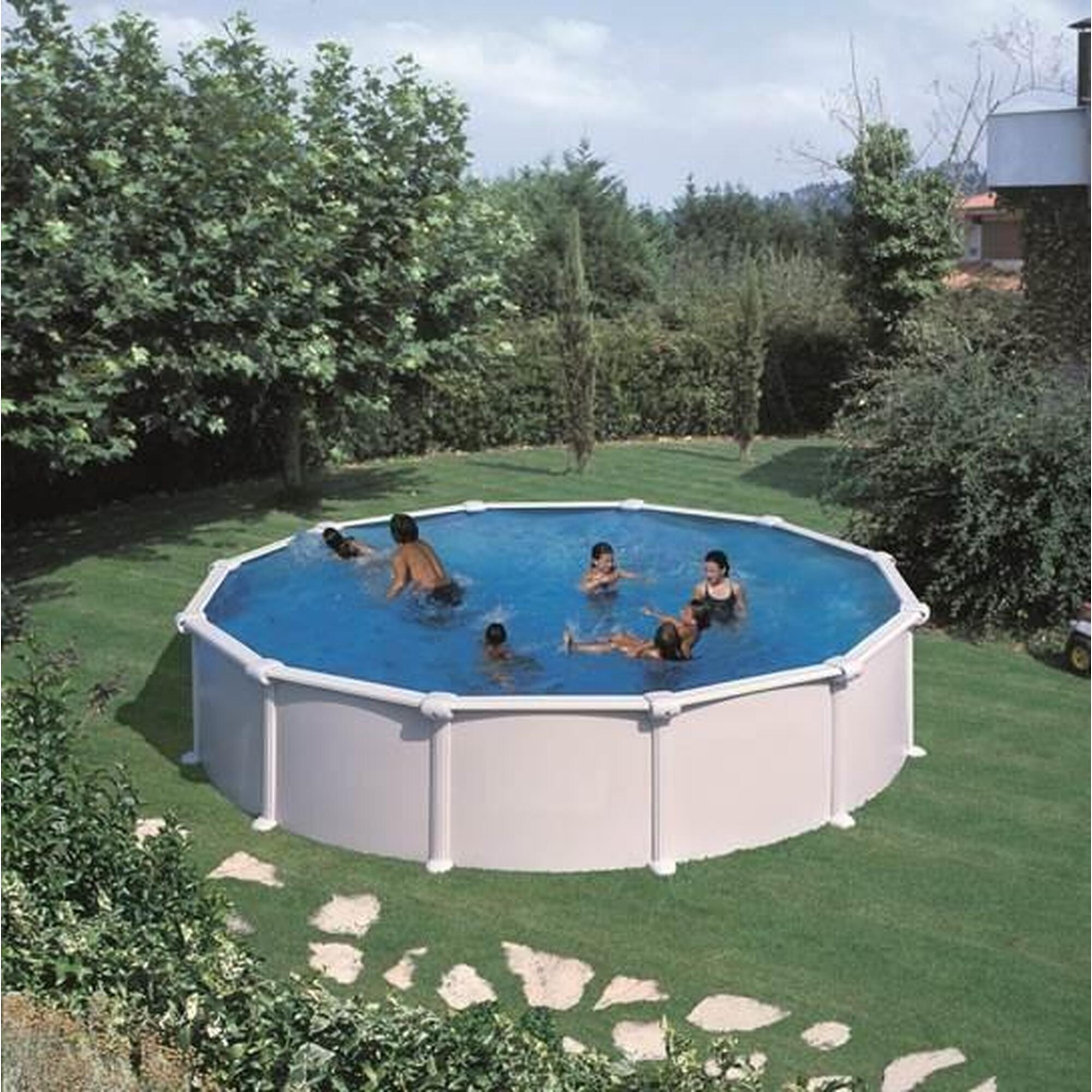 Piscine hors-sol Gre Wet circulaire tôle blanche avec filtre 300x120