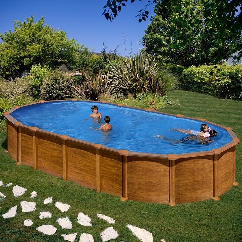 Gre - Piscine Acier Aspect Bois Amazonia Ovale 6,34 X 3,99 X 1,32 M - Piscine - Multicolore - Taille Unique - Decathlon