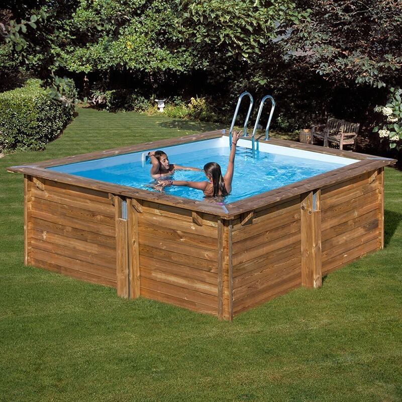 Piscina Cuadrada Desmontable  MADERA NATURAL 305 x 305 x 119 cm