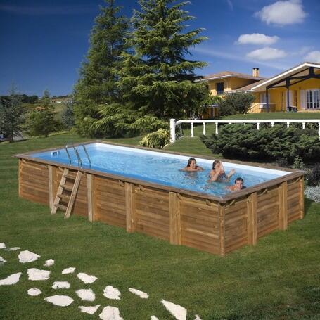 Piscina Ovalada Desmontable  MADERA NATURAL 815 x 420 x 146 cm