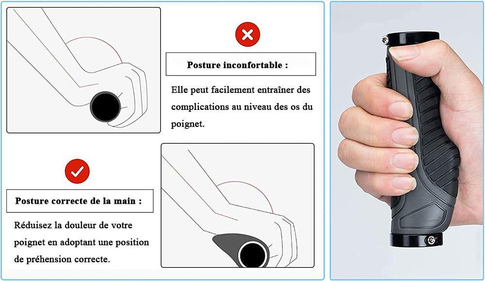 Poignées de Guidon de Vélo Poignées Ergonomique VTT Anti-dérapant 5/7