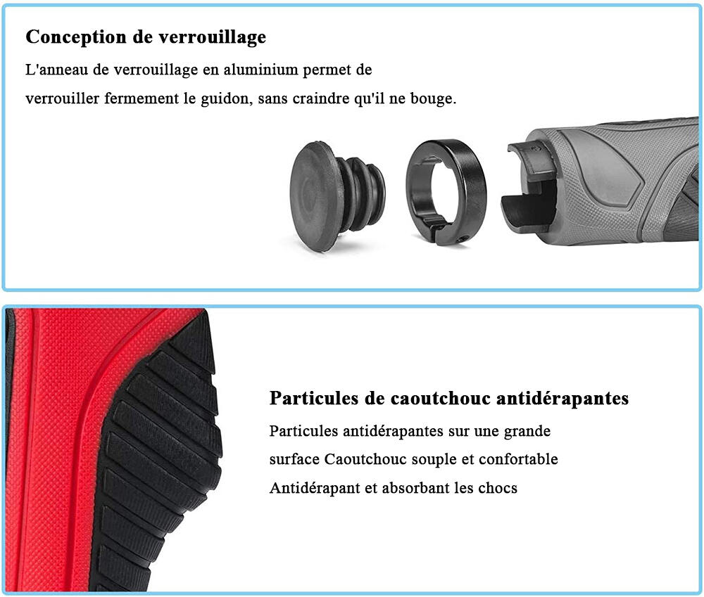 Poignées de Guidon de Vélo Poignées Ergonomique VTT Anti-dérapant 6/7