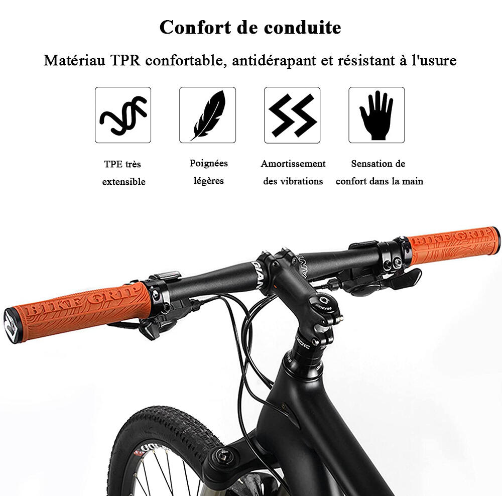 Poignées de Guidon de Vélo Poignée de VTT Ergonomique Double Verrouillages 4/7