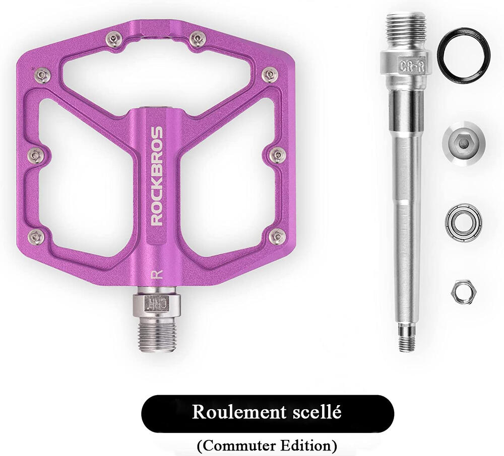 Pédale Vélo en Alliage d'aluminium Pour Vélo Bicyclette Cyclisme VTT Violet 3/7
