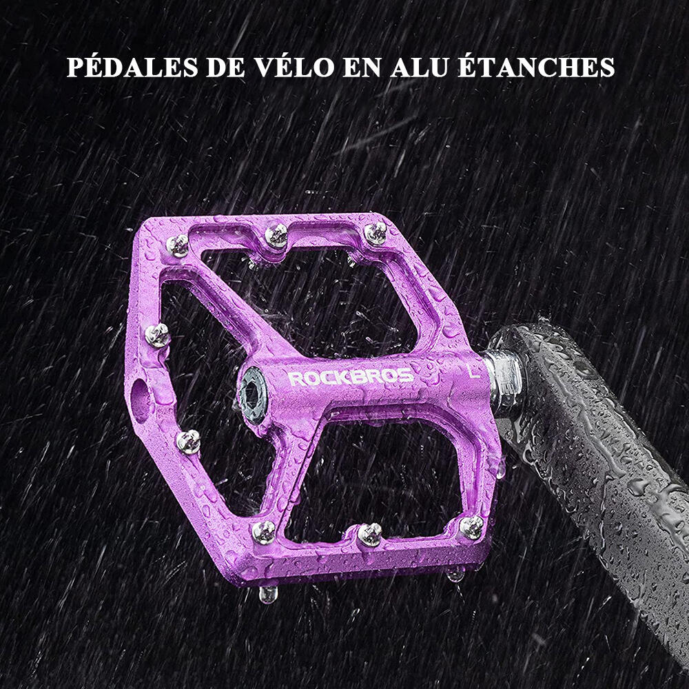Pédale Vélo en Alliage d'aluminium Pour Vélo Bicyclette Cyclisme VTT Violet 2/7