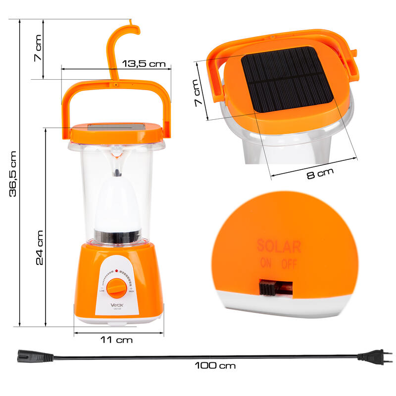 Lampe de poche de camping Vayox VA0125 avec batterie solaire