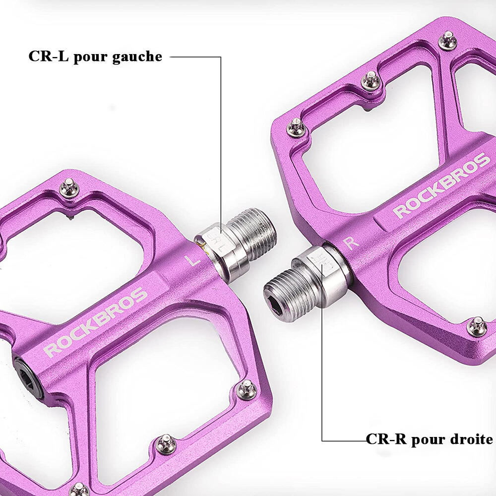 Pédale Vélo en Alliage d'aluminium Pour Vélo Bicyclette Cyclisme VTT Violet 5/7