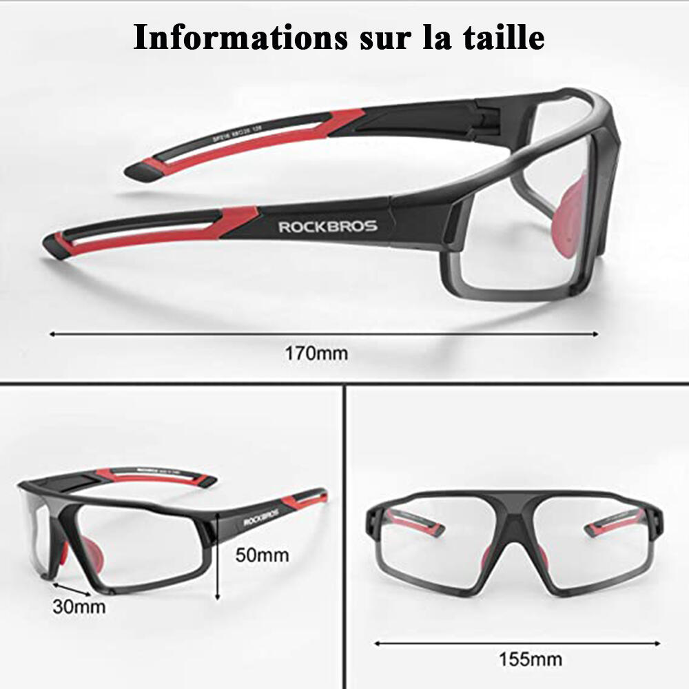 Occhiali Da Sole Occhiali Da Ciclismo Sportivi ROCKBROS | Lenti Fotocromatiche UV400 | Ultraleggeri E Unisex Occhiali Leggeri Attività Outdoor