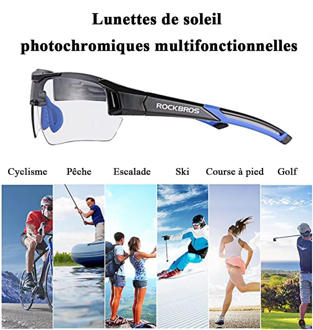 Lunettes de Soleil Photochromiques Lunettes Vélo Anti-UV400 Multi-Sport 5/7