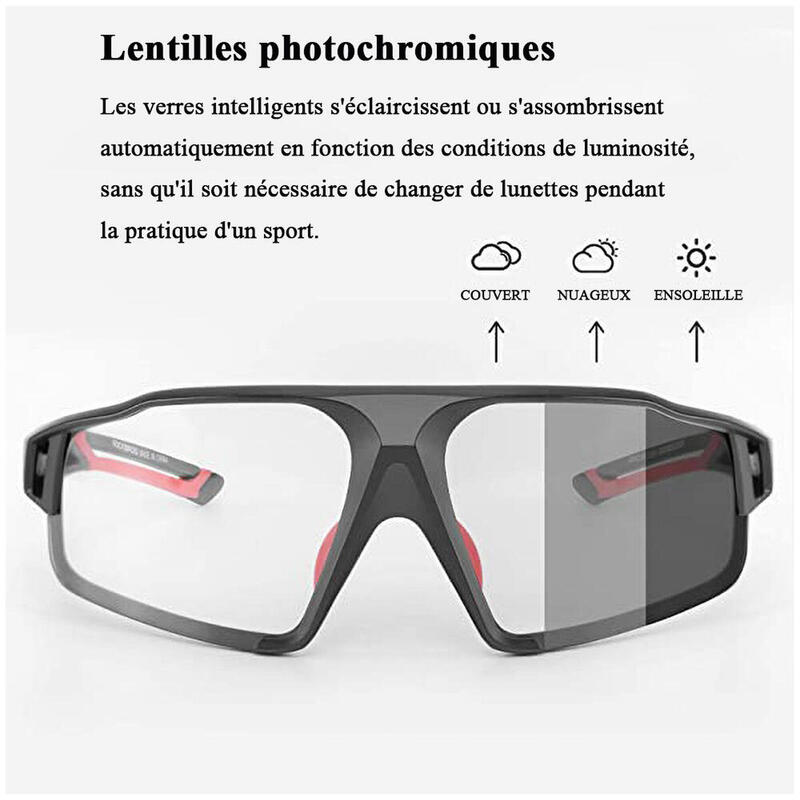 Lunettes de Cyclisme Lunettes de Soleil Photochromiques Protection UV400