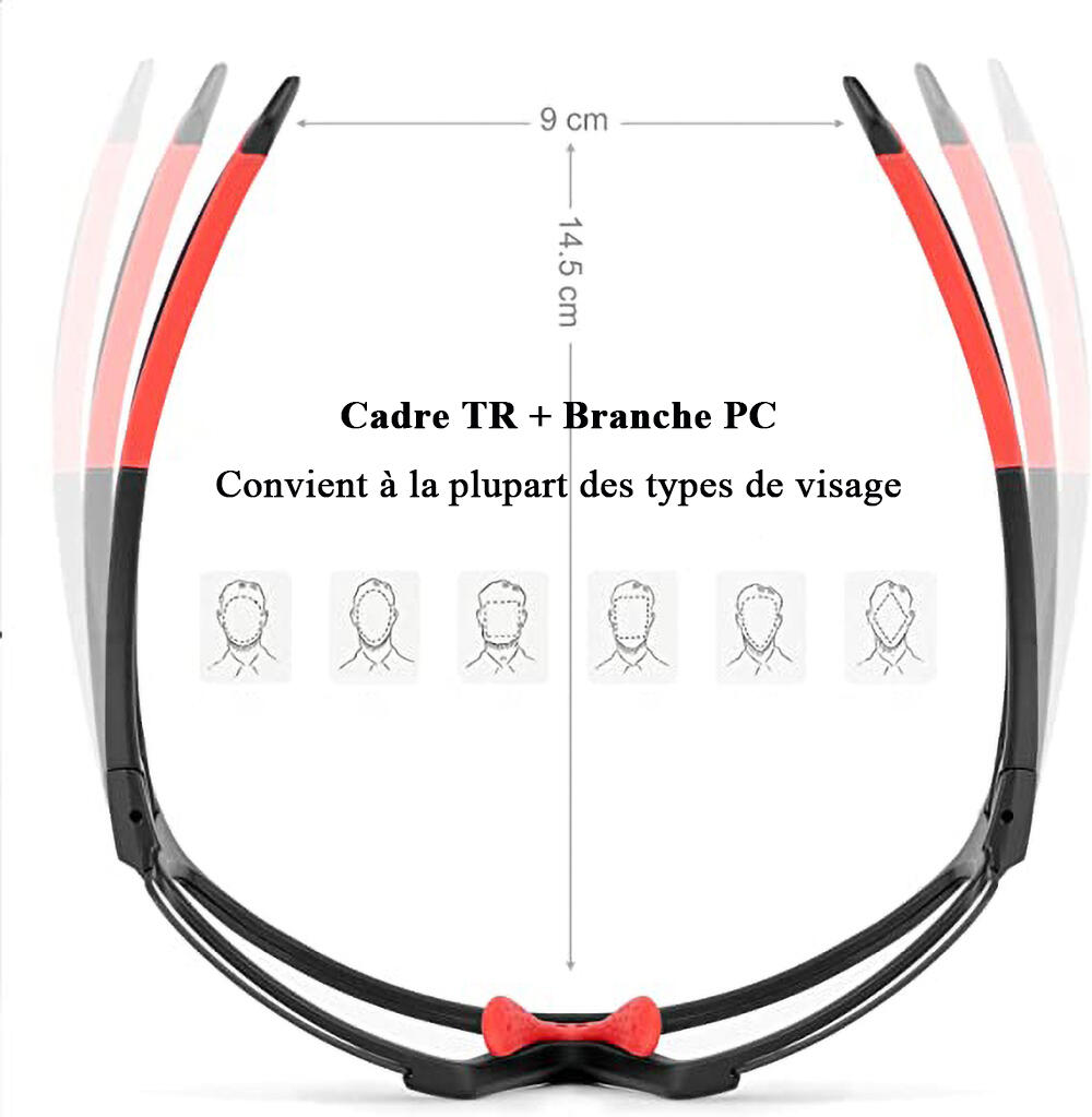 Óculos de ciclismo Óculos de sol fotocromáticos Proteção UV400 3/6