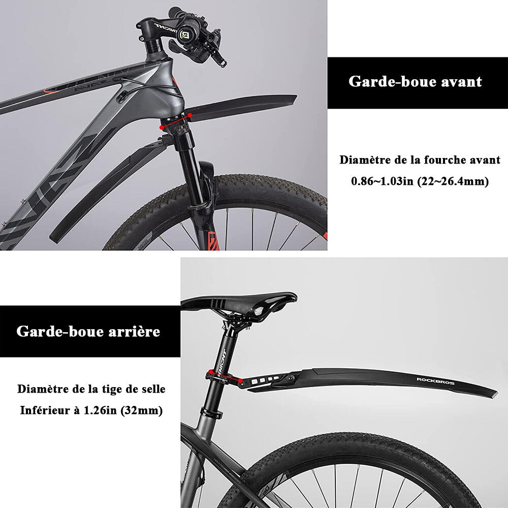 Garde-Boue Avant et Arrière Réglable Garde-boue de Vélo En Caoutchouc 4/6