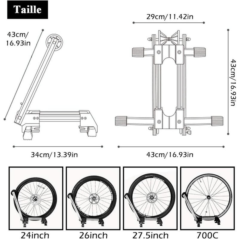 Support de Vélo Sol Râtelier Porte Vélo pour Roue Fixé Stable Fixé Stable Noir