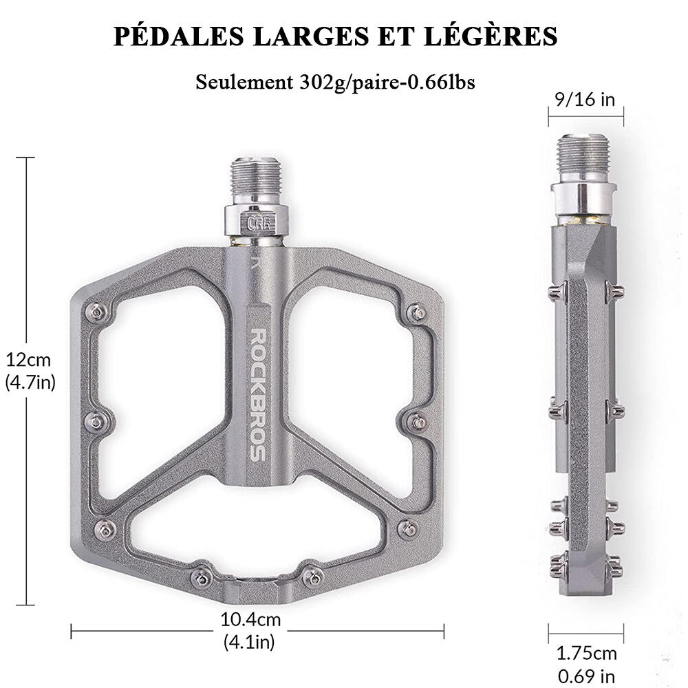 VINGVO Pédales Vélo en Aluminium, Antidérapantes et Résistantes à l
