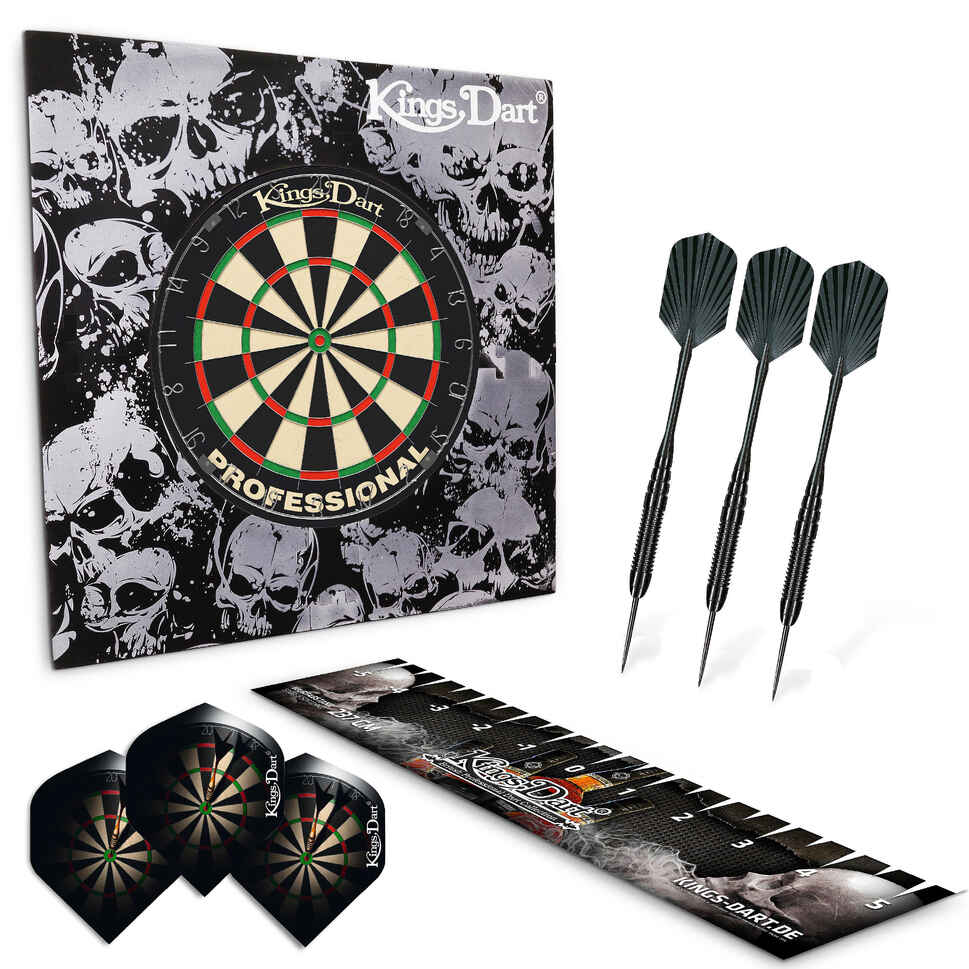 Kings Dart DartSet Skull ’n’ Whisky, Professional (Zahlenring Metall
